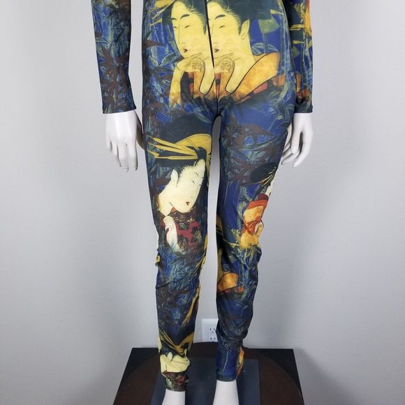 J. Lorraine Designs Kimmy Stretch Bodycon Jumpsuit In Geisha Print Size Medium - Picture 4 of 13